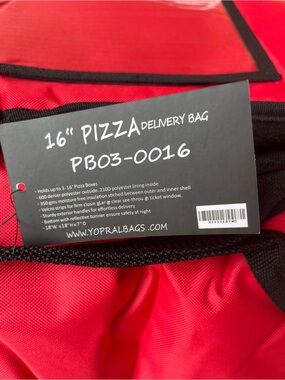 16" Pizza Delivery Bag - Red Insulated Food Carrier